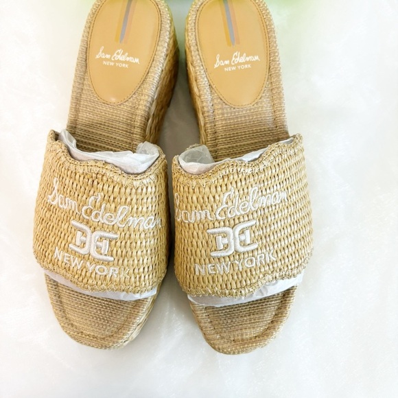 Sam Edelman Women's Camila Wedge Sandal Sand Raffia 8 Medium - Picture 6 of 8